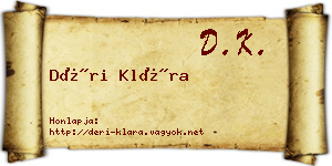Déri Klára névjegykártya